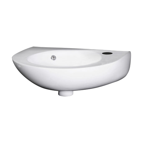 [BCWB932] Balterley Adley Cloakroom Wall Hung 1 Tap Hole Round Ceramic Basin with Overflow, 350mm - White - Cutout