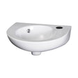[BCWB942] Balterley Adley Cloakroom Wall Hung 1 Tap Hole Round Ceramic Basin with Overflow, 450mm - White - Cutout