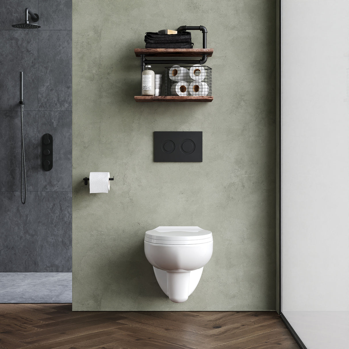 [BCZAD001] Adley Wall Hung Ceramic Toilet Pan & Soft Close Seat - 535mm - Balterley - Lifestyle 1