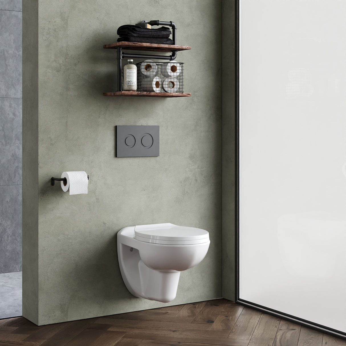 [BCZAD001] Adley Wall Hung Ceramic Toilet Pan & Soft Close Seat - 535mm - Balterley - Lifestyle 3
