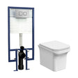 [BCZFR003] Faron Soft Square Wall Hung Toilet Pan, Soft Close Seat & Concealed Cistern with Square Push Button Plate, 390mm - Balterley - Cutout