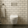 [BCZMI001] Mila Round Wall Hung Toilet Pan, Soft Close Seat & Concealed Cistern with Round Push Button Plate, 400mm - Balterley - Silo