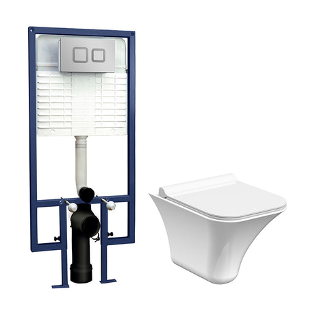 [BCZSU001] Summit Rimless Wall Hung Toilet Pan, Soft Close Seat & Concealed Cistern with Square Push Button Plate, 355mm - Balterley - Cutout
