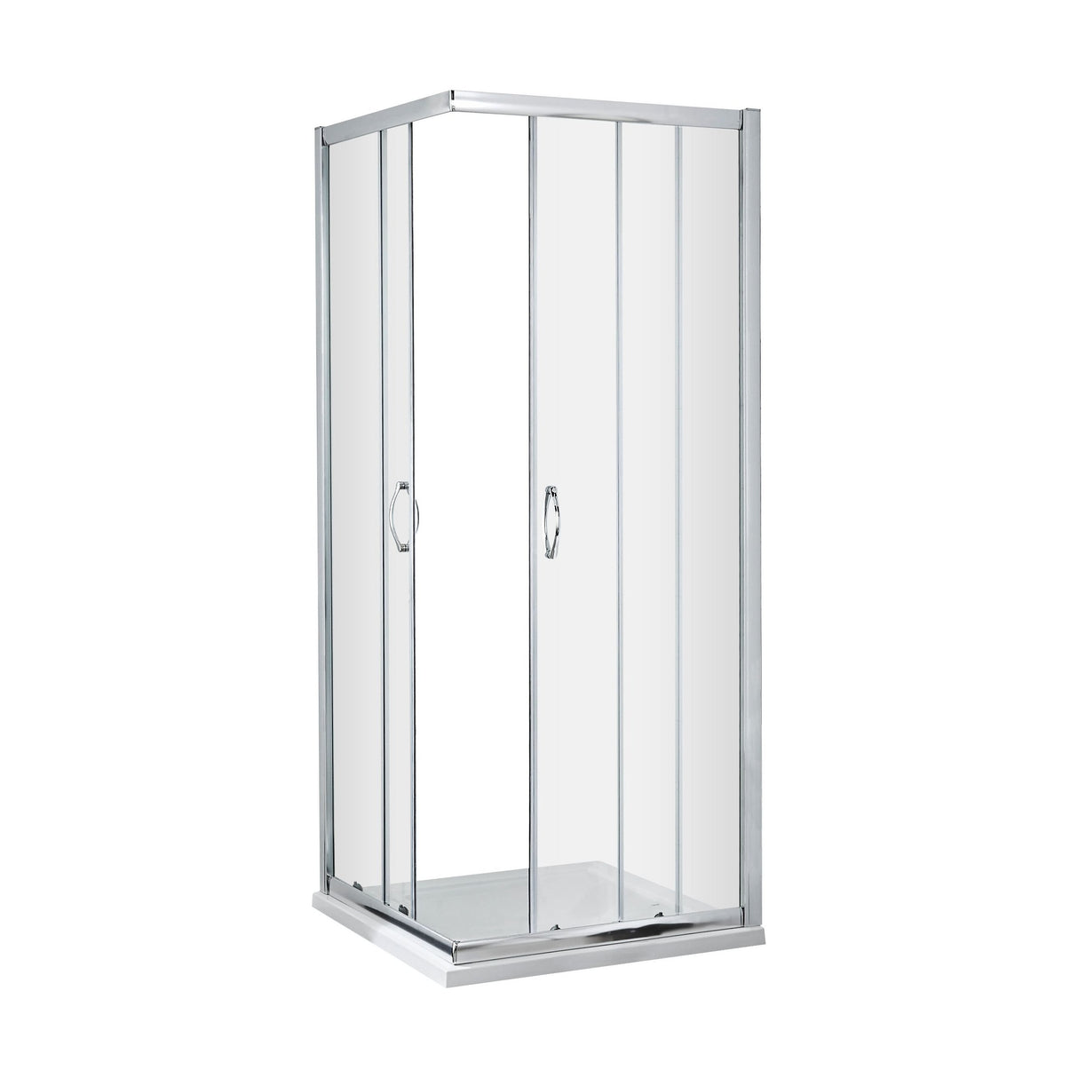 [BE5MCE76] Contemporary 5mm Toughened Safety Glass Corner Entry Shower Enclosure - 760mm - Chrome - Balterley - Cutout