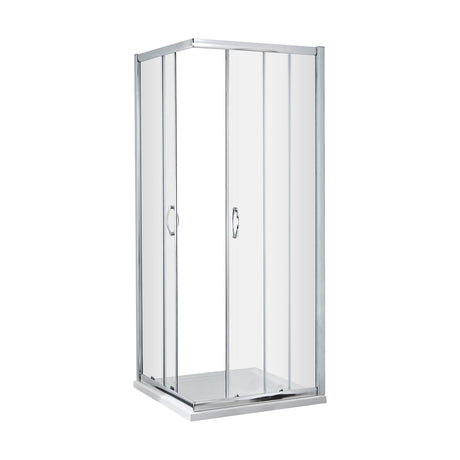 [BE5MCE76] Contemporary 5mm Toughened Safety Glass Corner Entry Shower Enclosure - 760mm - Chrome - Balterley - Cutout
