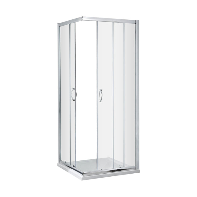 [BE5MCE80] Contemporary 5mm Toughened Safety Glass Corner Entry Shower Enclosure - 800mm - Chrome - Balterley - Cutout