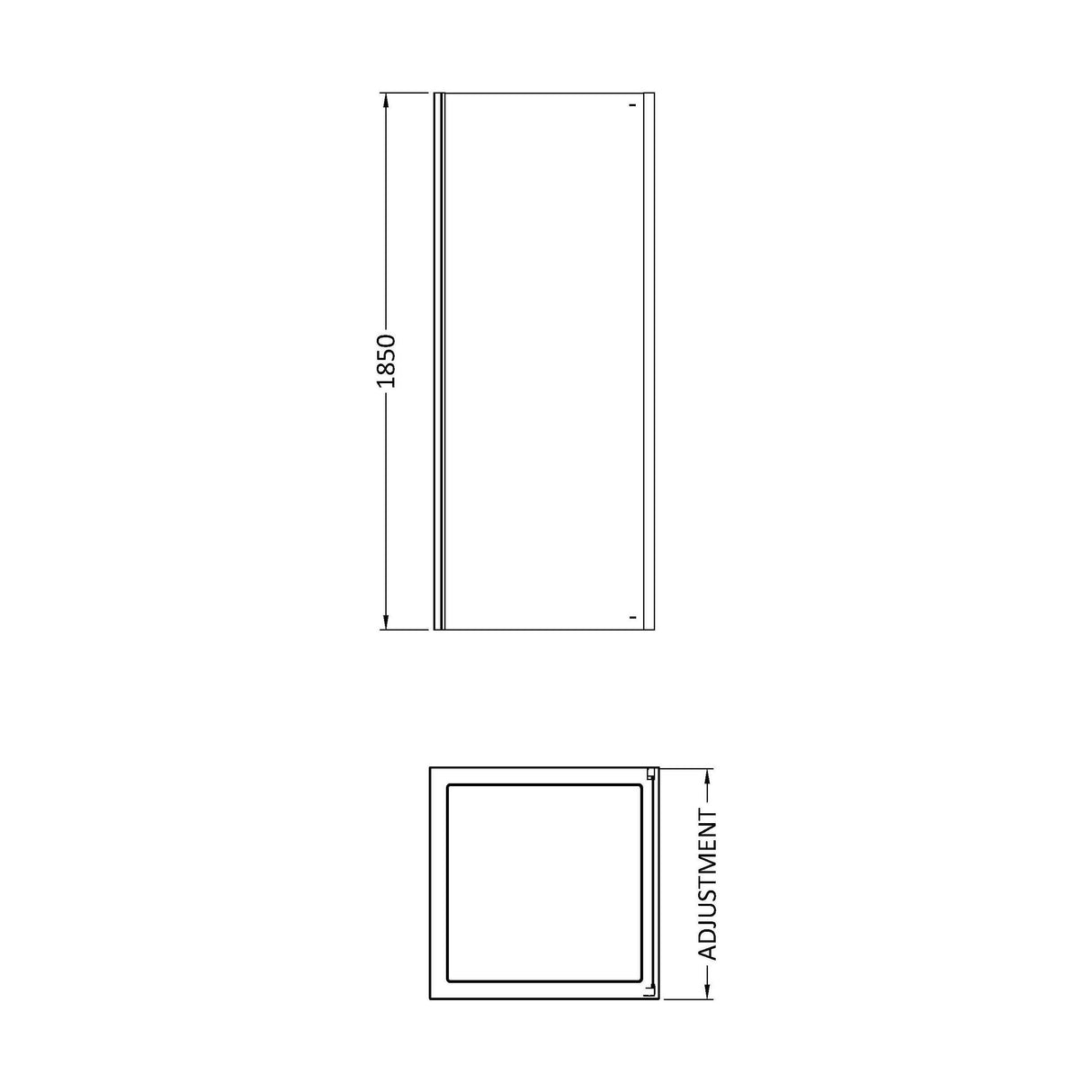 [BE5MSP76] Contemporary 5mm Toughened Safety Glass Side Panel - 760mm - Chrome - Balterley - Technical Drawing