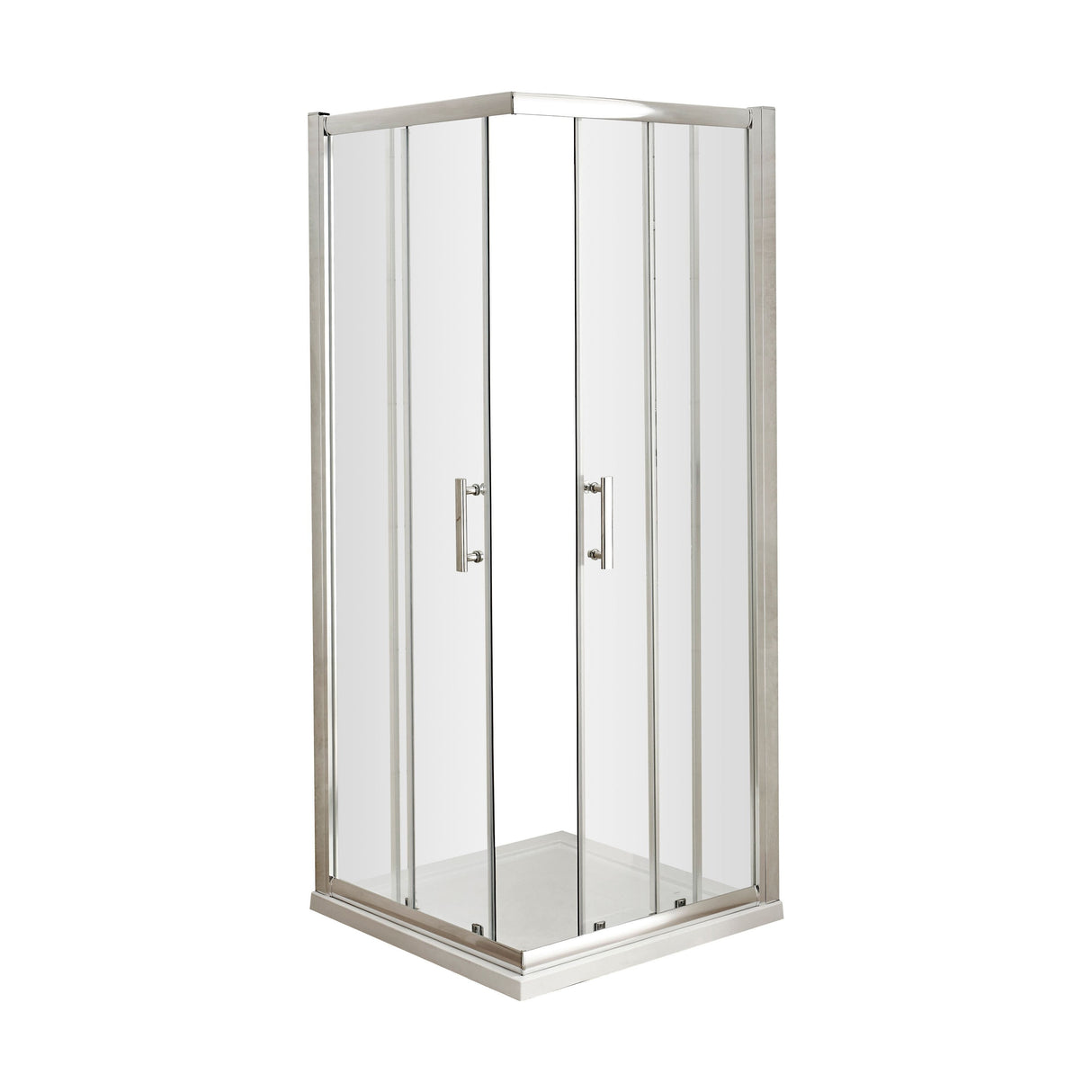 [BE6MCE80] Contemporary Square Corner Entry Shower Enclosure - 6mm Safety Glass - 800mm - Chrome - Cutout