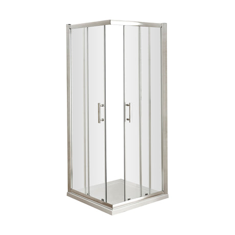 [BE6MCE80] Contemporary Square Corner Entry Shower Enclosure - 6mm Safety Glass - 800mm - Chrome - Cutout