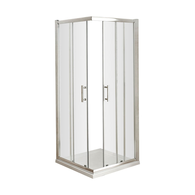[BE6MCE80] Contemporary Square Corner Entry Shower Enclosure - 6mm Safety Glass - 800mm - Chrome - Cutout