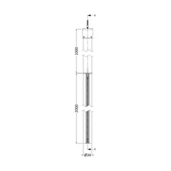 [BEAC002] Balterley Wetroom Accessories Ceiling Post - Satin Black - Technical Drawing