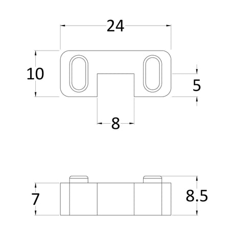 [BEAC007] Balterley Wetroom Accessories Screen Support Foot - Satin Black - Technical Drawing