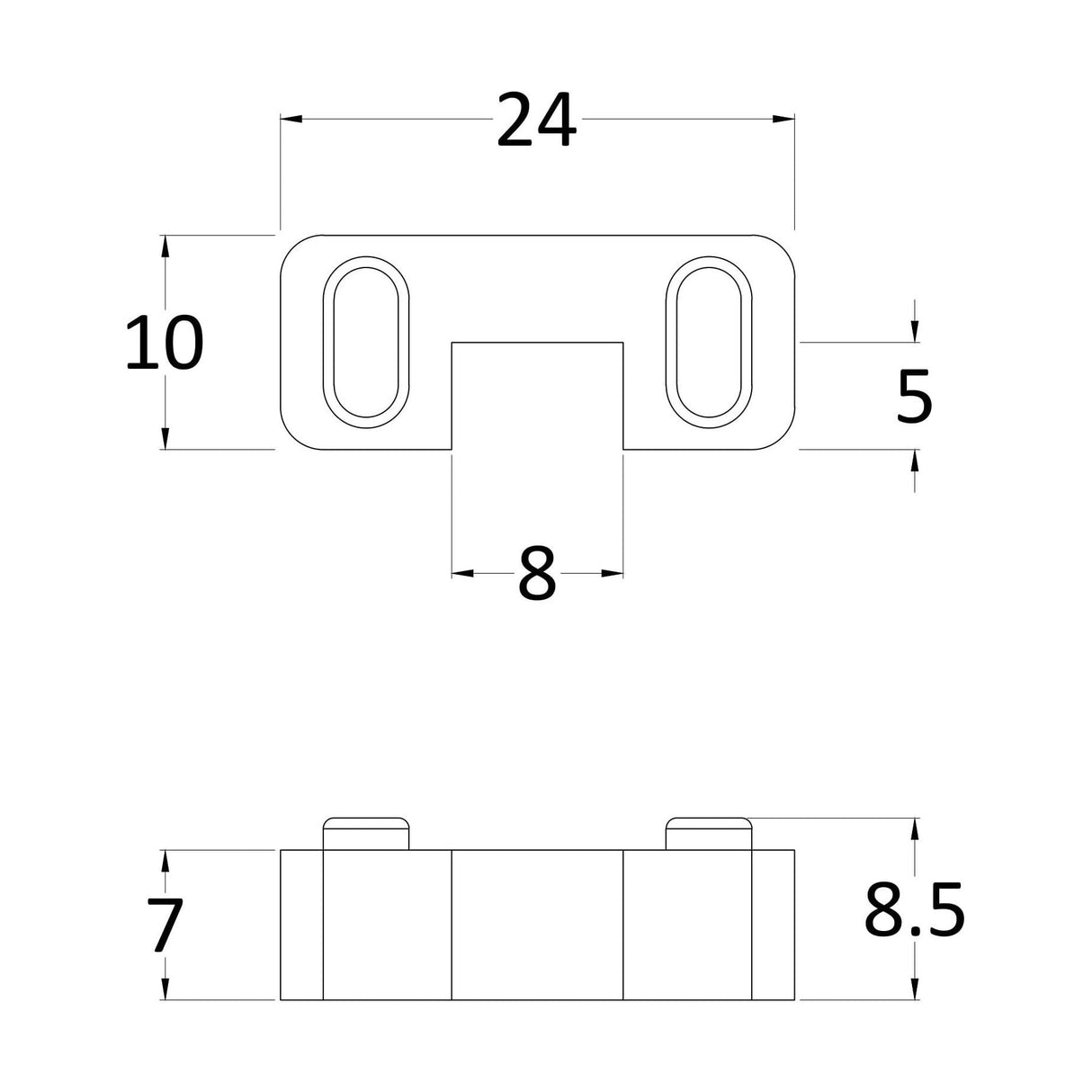 [BEAC007] Wetroom Accessories Screen Support Foot, Choice of Colour - Technical Drawing