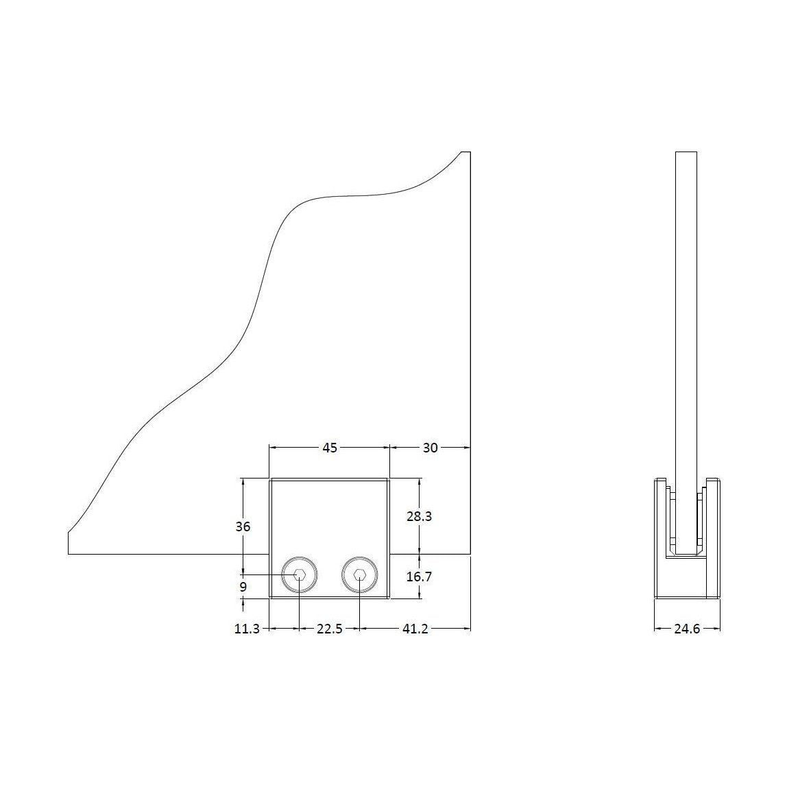 [BEAC008] Wetroom Accessories Screen Support Foot, Choice of Colour - Technical Drawing