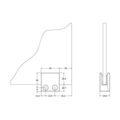 [BEAC008] Wetroom Accessories Screen Support Foot, Choice of Colour - Technical Drawing