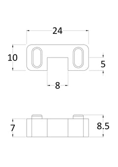 [BEAC042] Wetroom Accessories Screen Support Foot, Choice of Colour - Technical Drawing