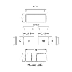 [BEAC190] 1900mm Profile Extension Kit - Technical Drawing