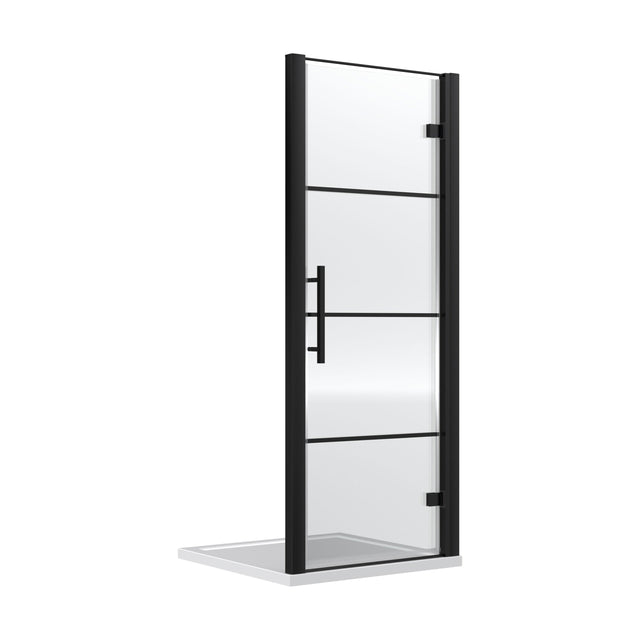 [BEADHD80] Kinver 8mm Toughened Safety Glass Hinged Shower Door, Black - Cutout