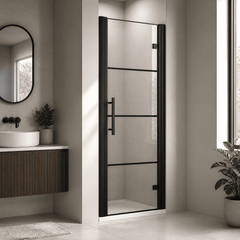 [BEADHD80] Kinver 8mm Toughened Safety Glass Hinged Shower Door, Black - Lifestyle 1