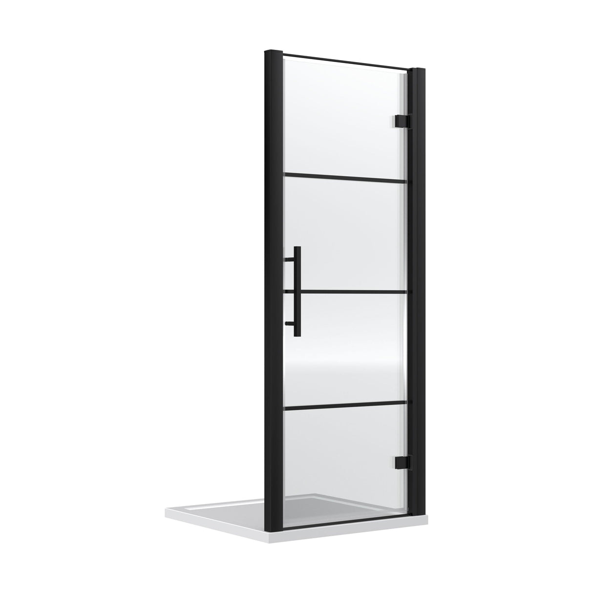 [BEADHD90] Kinver 8mm Toughened Safety Glass Hinged Shower Door, Black - Cutout