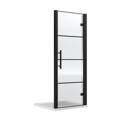 [BEADHD90] Kinver 8mm Toughened Safety Glass Hinged Shower Door, Black - Cutout