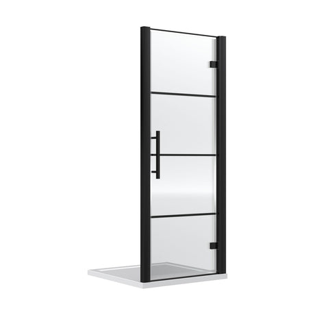 [BEADHD90] Kinver 8mm Toughened Safety Glass Hinged Shower Door, Black - Cutout
