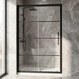 [BEADSL12] Kinver 8mm Toughened Safety Glass Sliding Shower Door, Black - Choice of Size - Silo