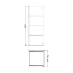 [BEADSP80] Kinver 8mm Toughened Safety Glass Shower Side Panel, Black - Technical Drawing