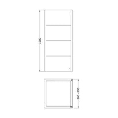 [BEADSP90] Kinver 8mm Toughened Safety Glass Shower Side Panel, Black - Technical Drawing