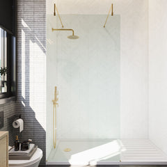 [BEAF1000BB] Balterley Contemporary Bathroom 8mm Glass Wetroom Screen with Arms & Feet, Chrome Finish, 1950 x 698 x 14mm - Lifestyle 1
