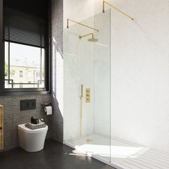 [BEAF1000BB] Balterley Contemporary Bathroom 8mm Glass Wetroom Screen with Arms & Feet, Chrome Finish, 1950 x 698 x 14mm - Lifestyle 2