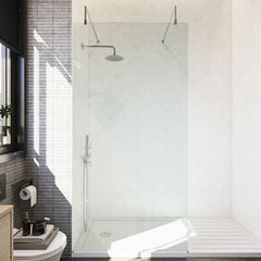 [BEAF1000CP] Balterley Contemporary Bathroom 8mm Glass Wetroom Screen with Arms & Feet, Chrome Finish, 1950 x 698 x 14mm - Lifestyle 1