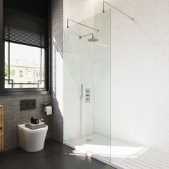 [BEAF1000CP] Balterley Contemporary Bathroom 8mm Glass Wetroom Screen with Arms & Feet, Chrome Finish, 1950 x 698 x 14mm - Lifestyle 2