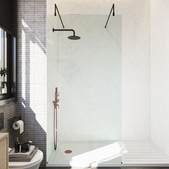 [BEAF1000MB] Balterley Contemporary Bathroom 8mm Glass Wetroom Screen with Arms & Feet, Chrome Finish, 1950 x 698 x 14mm - Lifestyle 1