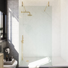 [BEAF1100BB] Balterley Contemporary Bathroom 8mm Glass Wetroom Screen with Arms & Feet, Chrome Finish, 1950 x 698 x 14mm - Lifestyle 1