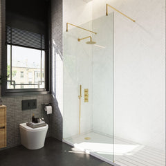 [BEAF1100BB] Balterley Contemporary Bathroom 8mm Glass Wetroom Screen with Arms & Feet, Chrome Finish, 1950 x 698 x 14mm - Lifestyle 2