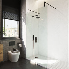 [BEAF1100MB] Balterley Contemporary Bathroom 8mm Glass Wetroom Screen with Arms & Feet, Chrome Finish, 1950 x 698 x 14mm - Lifestyle 2