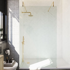 [BEAF1200BB] Balterley Contemporary Bathroom 8mm Glass Wetroom Screen with Arms & Feet, Chrome Finish, 1950 x 698 x 14mm - Lifestyle 1