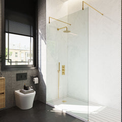 [BEAF1200BB] Balterley Contemporary Bathroom 8mm Glass Wetroom Screen with Arms & Feet, Chrome Finish, 1950 x 698 x 14mm - Lifestyle 2