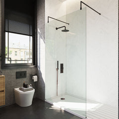 [BEAF1200MB] Balterley Contemporary Bathroom 8mm Glass Wetroom Screen with Arms & Feet, Chrome Finish, 1950 x 698 x 14mm - Lifestyle 2