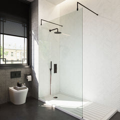 [BEAF1400MB] Balterley Contemporary Bathroom 8mm Glass Wetroom Screen with Arms & Feet, Chrome Finish, 1950 x 698 x 14mm - Lifestyle 2
