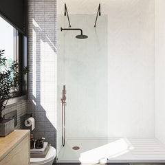 [BEAF700MB] Balterley Contemporary Bathroom 8mm Glass Wetroom Screen with Arms & Feet, Chrome Finish, 1950 x 698 x 14mm - Lifestyle 1