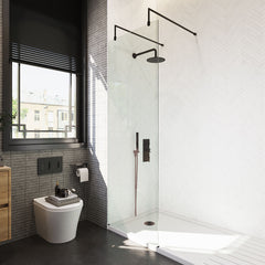 [BEAF700MB] Balterley Contemporary Bathroom 8mm Glass Wetroom Screen with Arms & Feet, Chrome Finish, 1950 x 698 x 14mm - Lifestyle 2