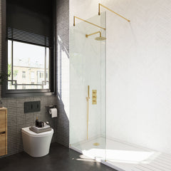 [BEAF760BB] Balterley Contemporary Bathroom 8mm Glass Wetroom Screen with Arms & Feet, Chrome Finish, 1950 x 698 x 14mm - Lifestyle 2