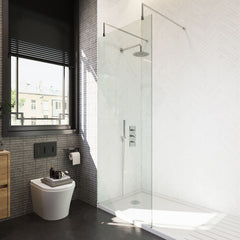 [BEAF800CP] Balterley Contemporary Bathroom 8mm Glass Wetroom Screen with Arms & Feet, Chrome Finish, 1950 x 698 x 14mm - Lifestyle 2