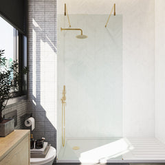 [BEAF900BB] Balterley Contemporary Bathroom 8mm Glass Wetroom Screen with Arms & Feet, Chrome Finish, 1950 x 698 x 14mm - Lifestyle 1