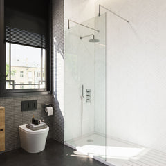 [BEAF900CP] Balterley Contemporary Bathroom 8mm Glass Wetroom Screen with Arms & Feet, Chrome Finish, 1950 x 698 x 14mm - Lifestyle 2