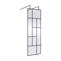 [BEAFB700MB] Balterley Contemporary Bathroom Abstract Frame Design 8mm Glass Wetroom Screen with Arms and Feet, 1950 x 750 x 60mm, Matt Black - Cutout