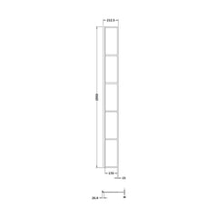 [BEBS025] Balterley Contemporary Bathroom 8mm Glass Wetroom Return Screen, Matt Black, 1950 x 213 x 28mm - Technical Drawing