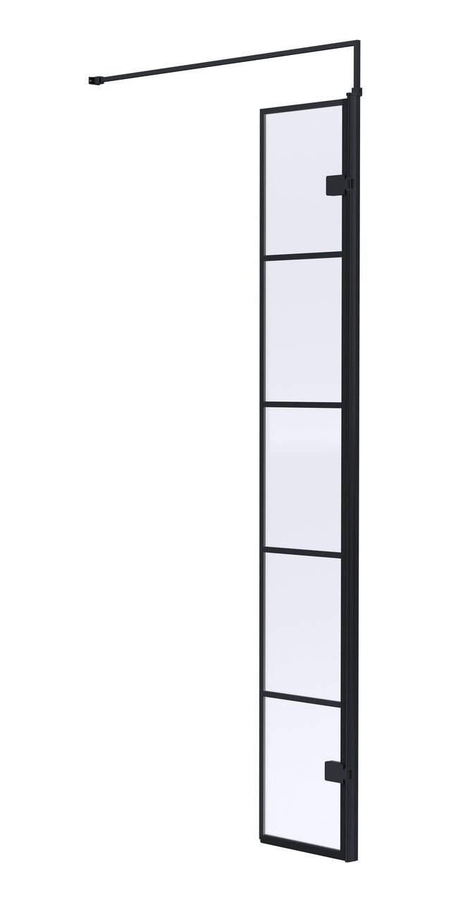 [BEBS030] Balterley 8mm Toughened Safety Glass Black Framed Wetroom Swing Screen - 300mm - Cutout